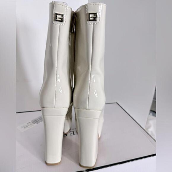 Guess Womens Byra Ivory Patent Square Toe Block Heel Mid-Calf Boots Shoes 8 - Picture 9 of 9